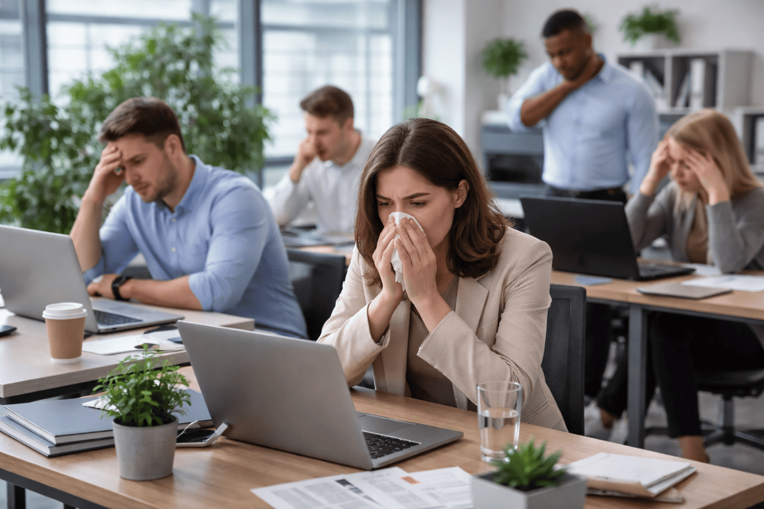 Office -employees -showing- symptoms