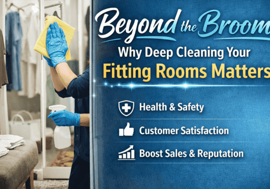 Professional deep cleaning of a retail fitting room
